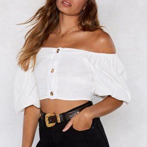 NWT White Off the Shoulder Crop Top